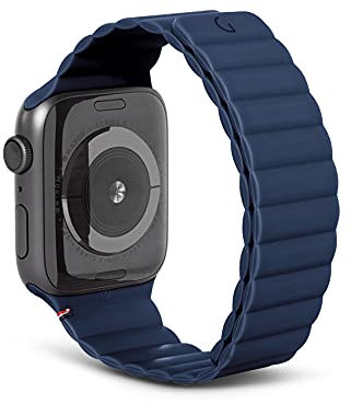 DECODED Silicone Traction Strap | Magnetisches Uhrenarmband für Apple Watch 6 / SE / 5/4 (44mm) - 3/2 / 1 (42mm) (Matte Navy)