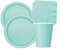 Isola Party Kit Festa di Compleanno Verde Menta per 32 Persone Eco-Friendly (32 Piatti ⌀ 23 cm, 28 Bicchieri 266 ml, 40 Tovaglioli 33x33 cm)