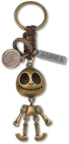 AuPra 3D Skull Keyring Gift for Women & Men | Handmade Leather Skeleton Key Ring | Vintage Charm for Home, Car & Door Keys | Halloween Keychain Present for Her & Him