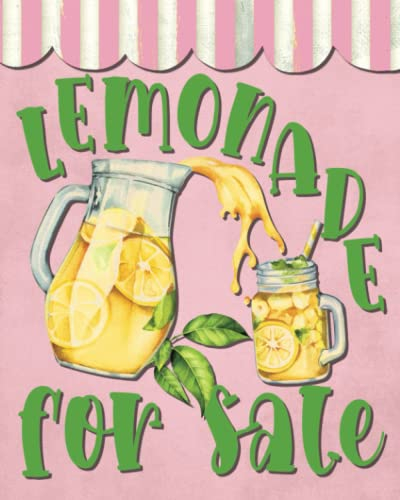 Lemonade For Sale: Log Book to Keep Track of your Business Sale For Kid’s Lemonade Sales Stand - Pitcher and Glass Pink Banner