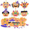 LAMEK 12 Halloween Kürbis Bastelsets Kinder Kreativsets zum Basteln Kreative Kunsthandwerk Bastelhandwerk mit Moosgummi Aufkleber für Jungen Mädchen Halloweenzeit Karneval Geburtstag