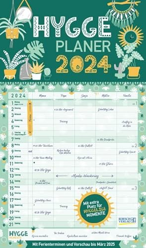 Familien Planer Hygge - Familienplaner 2024 für 5 Personen - Korsch-Verlag - Kalender mit 5 Spalten zum Eintragen - 27 cm x 46 cm