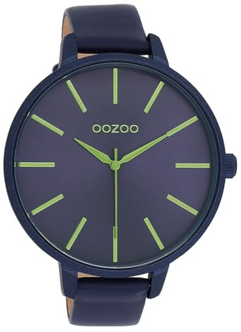 Oozoo Timepieces Damen Uhr in Dunkelblau - Armbanduhr Damen mit Lederarmband | Hochwertige Uhr für Frauen - Edle Analog Damenuhr in rund C11164