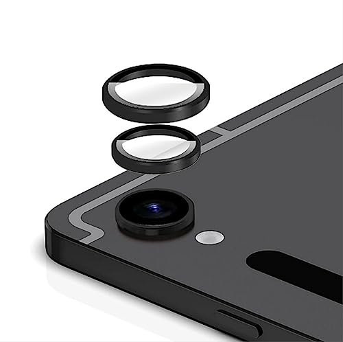 GIOPUEY [Kompletter Schutz Kameraschutz Kompatibel mit Samsung Galaxy Tab S9, [2 Stück] Metall Ring + Schutzglas, Kameraschutz - Black