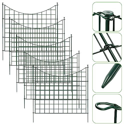 Lospitch Teichzaun Gartenzaun,Zaun Teich 33 tlg 15 Zaunelemente und 16 Befestigungsstäben,Gartenzaun Metall,steckzaun,Freigehege, Teich, Zaun, Gitterzaun,gehege kaninchen (Unterbogen)