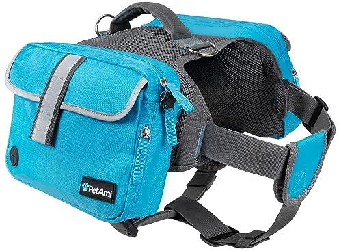 PetAmi Hunderucksack für Mittlere Große Hunde, Hundesatteltasche für Hunde zu tragen, Weste Hundesack für Reisen (Blau, Medium)