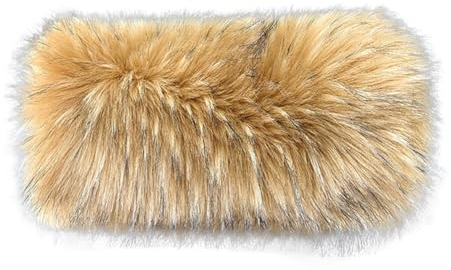 MoreChioce Kunstfell-Muffs für Damen, 40 cm x 20 cm Kunstfell-Handwärmer Kunstfell-Muff Winter Warm Kunstpelz Winter Muffs Handbedeckung Winddicht Armwärmer Damen Kunstpelz Winter Muffs,Gelb Schwarz