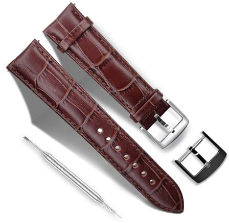 RBIPO 22mm Leder Uhrenarmband Alligator Narbe Schnellspanner Ersatz Uhrenarmband für Männer und Frauen