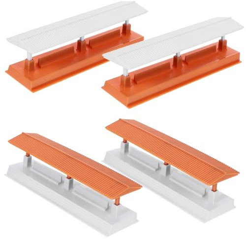 Toyvian Puppenhaus Bahnhof Modell 4 Stück Miniatur Bahnsteig für Mikrolandschaft Puppenhaus Dekoration Sandkastenszene Stadtbusstation Foto Requisiten Zufällige Farbe