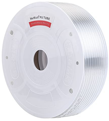 VerRich Tuyau flexible en polyuréthane transparent blanc diamètre extérieur 12 mm x diamètre intérieur 8 mm 80 mètres pour compresseur d'air