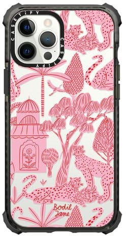 CASETiFY Ultra Impact Schutzhülle für iPhone 12 Pro Max [3 m Fallschutz] – Gepardenparadies Pink – Transparentes Schwarz
