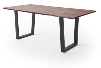 möbelando Baumkantentisch >Calabria< in Akazie walnuss/anthrazit - 180x76,5x90 (BxHxT)