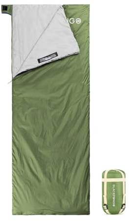 Blackpongo Ultraleichter Schlafsack, leicht, tragbar, wasserdicht, Komfort mit Kompressionssack, ideal für 3 Jahreszeiten, Reisen, Camping, Wandern (Armeegrün)