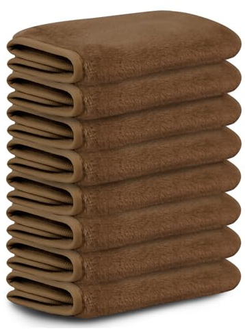 Nugilla - Makeup Remover Cloths, 8 Packs Makeup Remover Towels, Reusable Face Wash Cloths Soft Microfiber for Women (Brown)