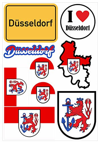 Daged Düsseldorf Aufkleber Karte 19 Stück - PKW Auto Motorrad Biker Flagge Fahne Vinyl ST