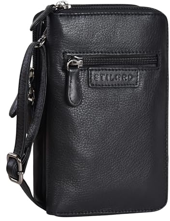 STILORD Peter 2-en-1 Sac de Poitrine en Cuir Portefeuille Téléphone Portable pour Homme Pochette de Voyage pour Femme Petit Sac à bandoulière Vintage Couleur:Noir
