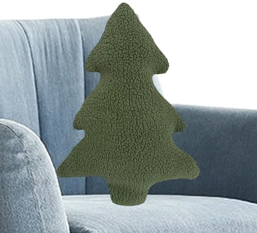 demaxiyad Cuscino a forma di albero di Natale, morbido cuscino di supporto per la vita in peluche, grazioso cuscino decorativo per camera da letto, letto, auto