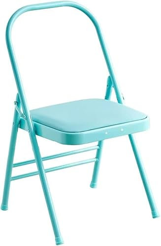 Pilates-Yoga-Stuhl, Iyengar-Hilfsstuhl, Yoga-Hilfsstuhl, rückenfreier Yoga-Stuhl, rutschfest, stabil, langlebig mit rutschfesten Fußabdeckungen (Pin, Blau, Lila), Pin-Routine