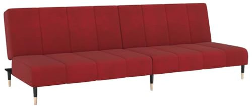 vidaXL Schlafsofa 2-Sitzer Weinrot Samt, Tagesbett, Gästebett, Sofa mit Schlaffunktion, Schlafcouch, Sofabett, 2-in-1 Sofa, 2-Sitzer-Sofa, Sofa, Couch