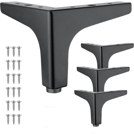 Eumtenr Lot de 4 pieds de meubles en métal de 10,2 cm, pieds de canapé de style moderne, pieds triangulaires en métal noir mat pour table, placard, canapé, chaise, pieds de rechange à faire soi-même –