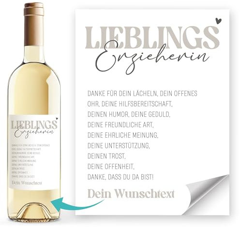 SpecialMe® Weinetiketten Weinflaschenetiketten personalisiert Lieblingsmensch Wunschtext Name Flaschenetiketten selbstklebend Weiss unisize