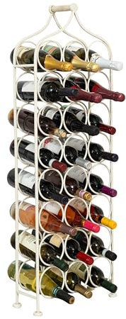 Cave à vin en fer forgé, capacité 24 bouteilles, 36 x 16 x 106 cm (l x P x H)