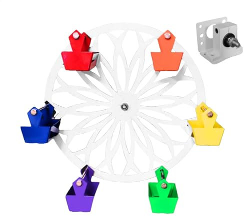 Vogelfutterstation Riesenrad, kreativer rotierender Kolibri-Futterspender, 40 cm Outdoor-Gartendekoration, dynamisches -Futtersuchspielzeug für Hinterhof, Terrasse, ABS und Metall