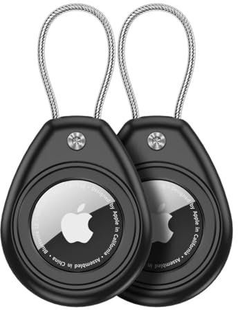 Aimtel 2 Pièce Étui AirTag Compatible avec Le Apple AirTag, Etanche IPX8 Porte Clef Air Tag avec Câble Métallique, Support Air Tag pour Les Clés, Les Animaux, Les Sacs et Autres Objets de Valeur