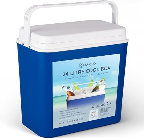 Cuqoo 24L Cool Box – Compact Insulated Ice Box for Camping, Beach, Travel & Picnics – Portable Cooler with Handle – Keeps Food & Drinks Cold for Hours – Lightweight & Durable Design (24L)