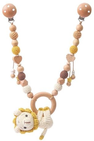 champracer Kinderautokette aus Holz, Kinderwagen Spielzeug, Niedliche Tierform Kinderwagenspielzeug, Kinderwagen Anhänger für Jungen und Mädchen (Löwe)