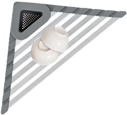 Erconsso Triangles - Escurridor de platos enrollable, escurridor de platos triangular plegable sobre el fregadero, escurridor de esquina que ahorra espacio, organizador para almacenamiento de encimera