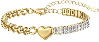 Joo&Rind Gold Armband Damen Edelstahl Tennis Armband Vergoldet 18K Wasserfest Zirkonia Armbänder Schmuck Geschenk für Frauen