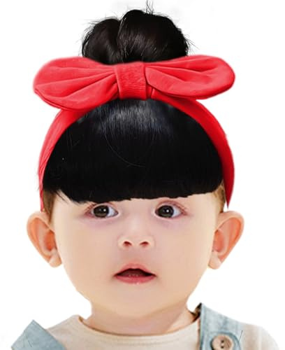 Jolie perruque pour bébé | 1 pièce au look mignon moments spéciaux | 18 cm frange perruque postiche cheveux | Accessoires de cheveux faciles à mettre avec couronne à nœud, idéal pour les réunions de