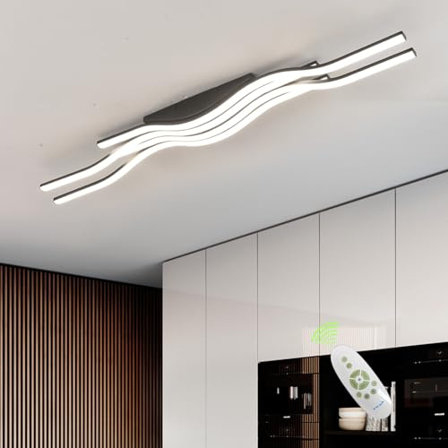 Guang Shuo LED Deckenleuchte Dimmbar Wohnzimmer Deckenlampe Schwarz Wohnzimmerlampe Schlafzimmerlampe Fernsteuerung 3000K-6500K Modern Decke Lampe für Flur Küche Waschräume Balkon