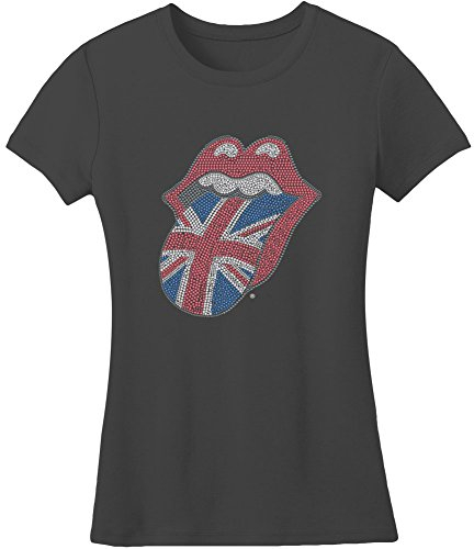 The Rolling Stones Women's Classic UK Tongue Short Sleeve T-Shirt, Black, Size 10 (Manufacturer Size:Medium)