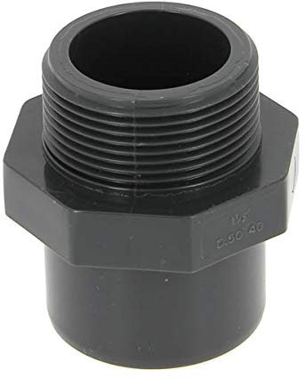 Raccord PVC pression noir droit - M 11/2 - Ø 50 mm - Girpi