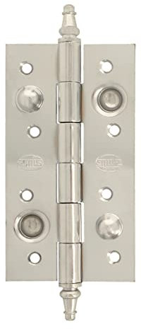 Amig - Bisagra de Seguridad - 150 x 82 x 3 mm - Cantos Cuadrados - Con Remate Decorativo - Sujeta Puertas de Entrada con Firmeza - Acero Plateado Brillante