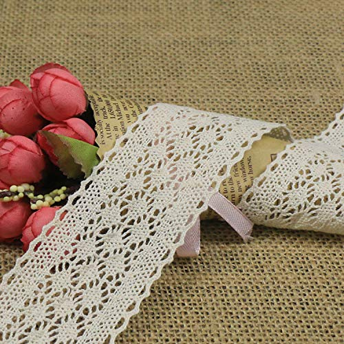 Luleke 10 Yards Vintage Baumwolle Spitzenband Spitzenborte Häkel Borte Spitze Nähen Basteln Karten Tagebuch Scrapbooking Geschenkbox Deko 4.5cm breit