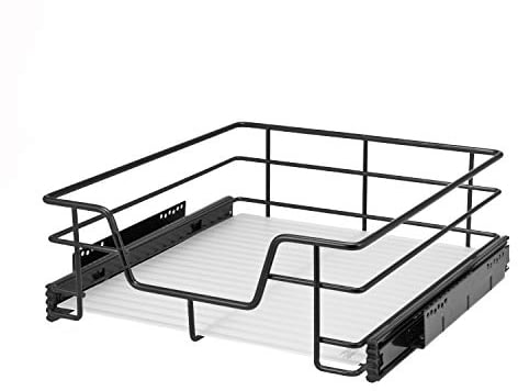 bremermann Teleskopschublade 50 cm mit Einlegeboden, Küchenschublade zum Nachrüsten, mit Teleskop-Schienen, Schrankauszug ideal für Küche, Bad & Schlafzimmer, aus Metall, chrom (Schwarz)