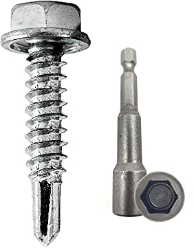 DOJA Industrial | Viti Autofilettanti Testa Esagonale Senza Rondella 5,5x22 + Chiave a Bussola M8 | 100 Viti Autoforanti Zincate + 1 Chiave Torx | Uso: Lastre Ondulate, Lamiera Tetto Ferro …