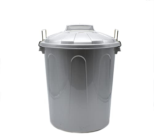 CABLEPELADO Cubo de Basura con tapa, Cubo basura Industrial, Cubo basura Plástico con asas metálicas, Contenedor residuos, 55 cm alto x 44 cm Diámetro superior, Capacidad 51 Litros, Gris