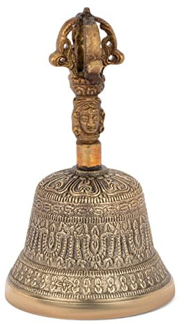 NKlaus Glocke mit Dorje Griff 14,5cm Ritualgegenstand im Buddhismus Meditationsglocke 2659