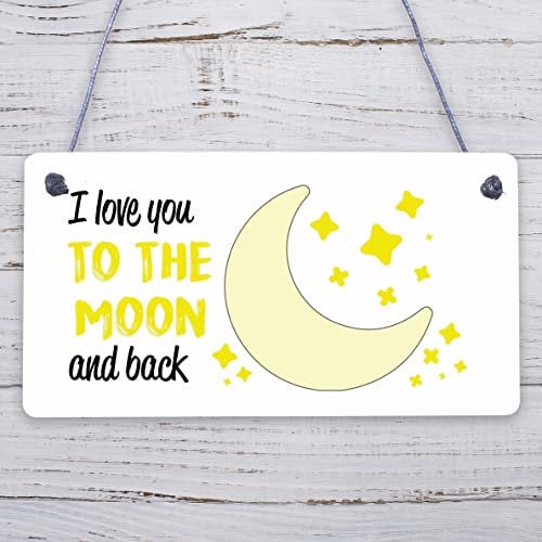 Father's Day Dad Love You To The Moon & Back Sign Plaque Friendship Love Gif