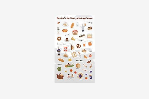 Dailylike Aufkleber PVC Daily Sticker Bakery verschiedene Formen und Designs, 9 x 18,5 cm.