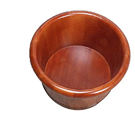 MHLWAN Fußbadeimer aus Holz, Holzfässer, Pediküre-Becken, Eiche, 24 cm hoch, rund, Seitenfußbadewanne, Haushaltswaschbecken, Sauna, Fußbad, Vollmond, es ist so freundlich von Ihnen, hoffnungsvoll ziyu