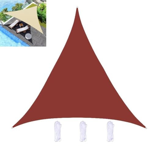 5x5x5m Sonnensegel Dreieckig, Wasserdicht Sonnenschutz Sunsegel Ziegelrot, 95% UV-Schutz,für Außenbereich,Garten
