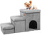 DEKORD Hundetreppe mit Stauraum, 3-stufige Haustiertreppe für kleine Hunde und Katzen, platzsparend, stabil, tragbar, ideal für Sofa und Bett, belastbar bis 30 kg, modernes Design in Grau