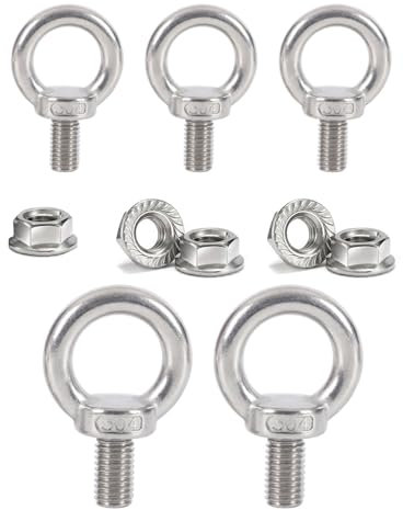 KGDUYC Paquete de 5 cáncamos M3 - con 5 tuercas con brida con dientes de bloqueo de acero inoxidable tornillos con ojales anillo de cáncamo tuercas con ojales M3 para cáncamos para fijar y colgar