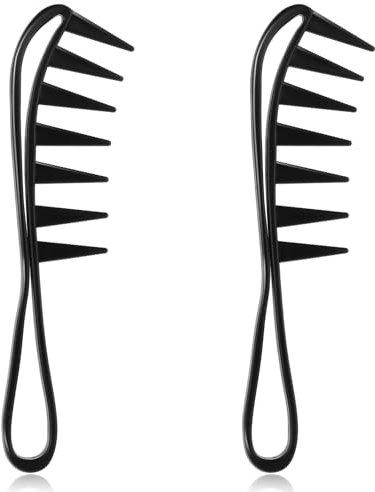 Molain 2 Stück Lockenkamm, Breite Zahnkämme Haarkamm Hai Zahnkamm Friseurkamm Afro Kamm Kamm für Locken Antistatisch Kamm für Home Salon, für Verschiedenen Arten Von Haaren (schwarz)