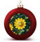 Weihnachtskugel-Ornamente, 6,1 cm, bruchsicherer Kunststoff, dekorative hängende Kugel, gelbe Smiley-Blume, bedruckt, Ekorationsball für Weihnachtsbäume und Feiertagsdekoration, Rot und Gold